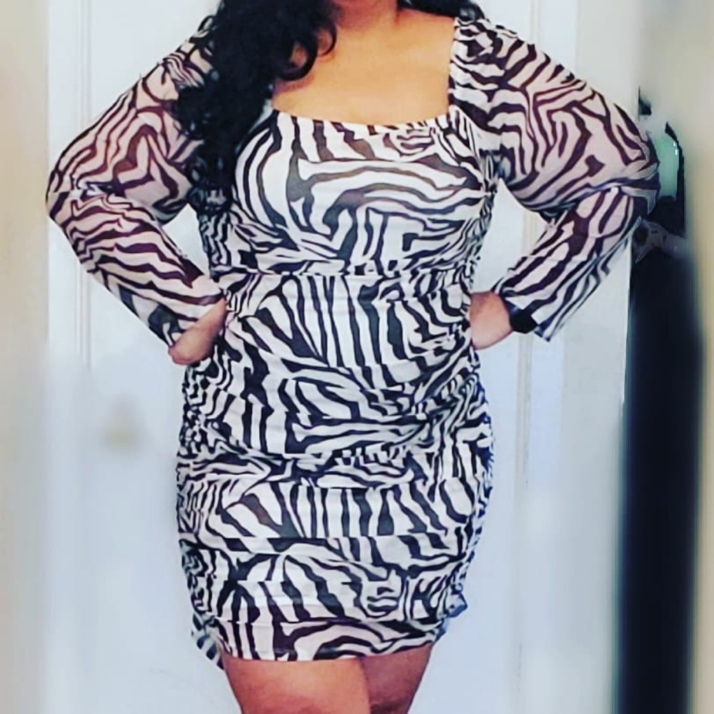 Zebra Print Ruched Dress 18W 20W NWT